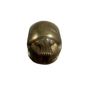 Egyptian Brass Scarab Beetle Paperweight with Hieroglyphics Beautiful Piece